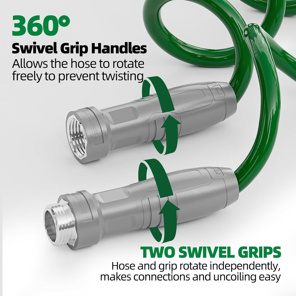 SPECILITE 3/8" Lightweight Coil Garden Hose 75 FT, EVA Flexible Water Hose | Curly Pipe with 6-Pattern Spray Nozzle for