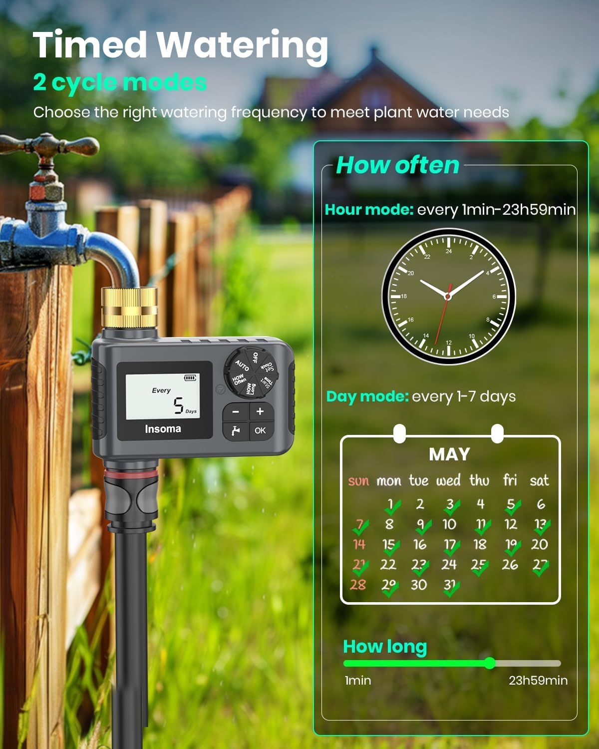2 PCS Water Timer with Brass Inlet, Water Sprinkler Timer with Rain Delay/Manual/Automatic Drip Irrigation and Lawn
