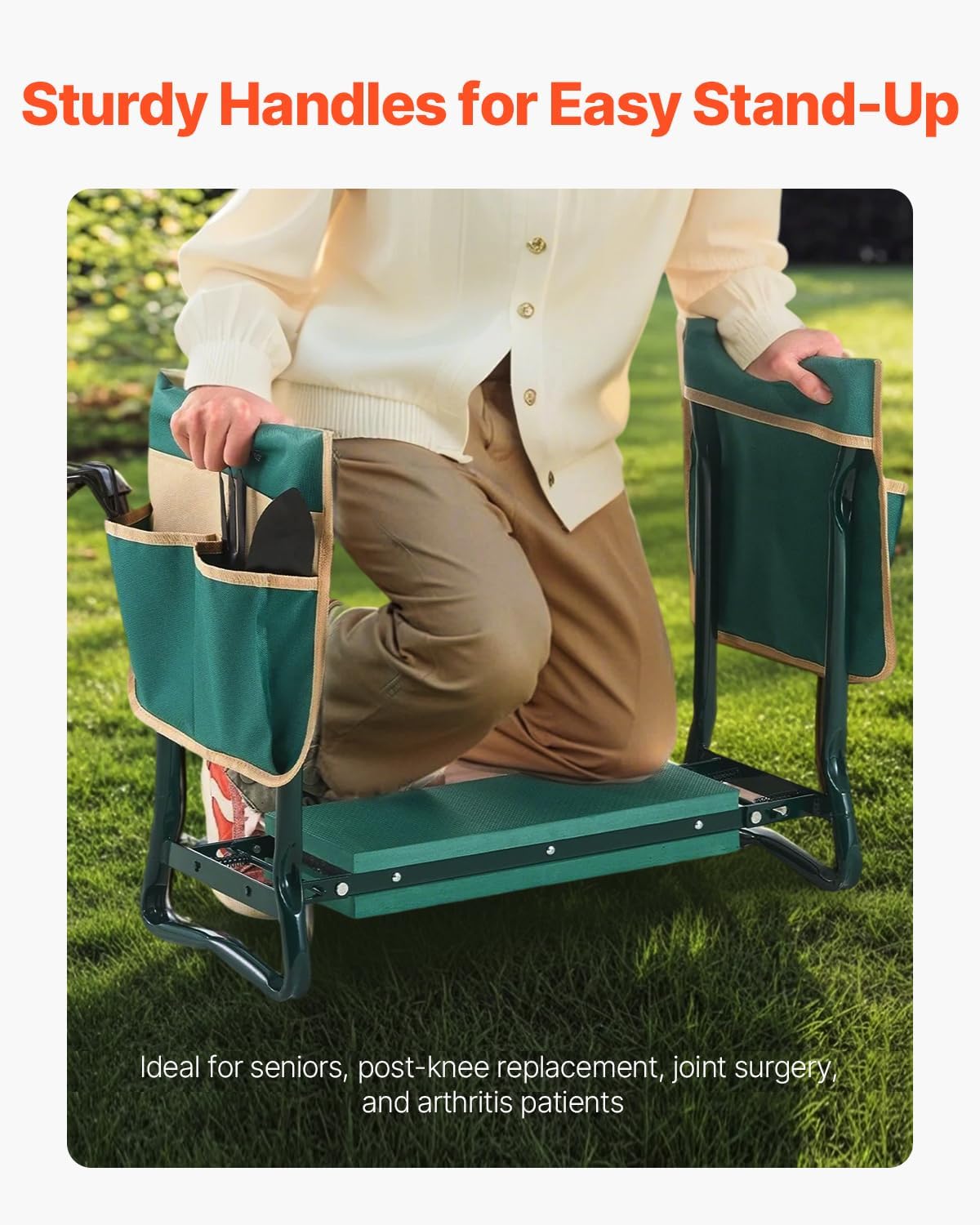 VEVOR Garden Kneeler and Seat Heavy Duty, Kneeling Bench for Gardening | Portable Garden Stool with Kneeling Pad and 2
