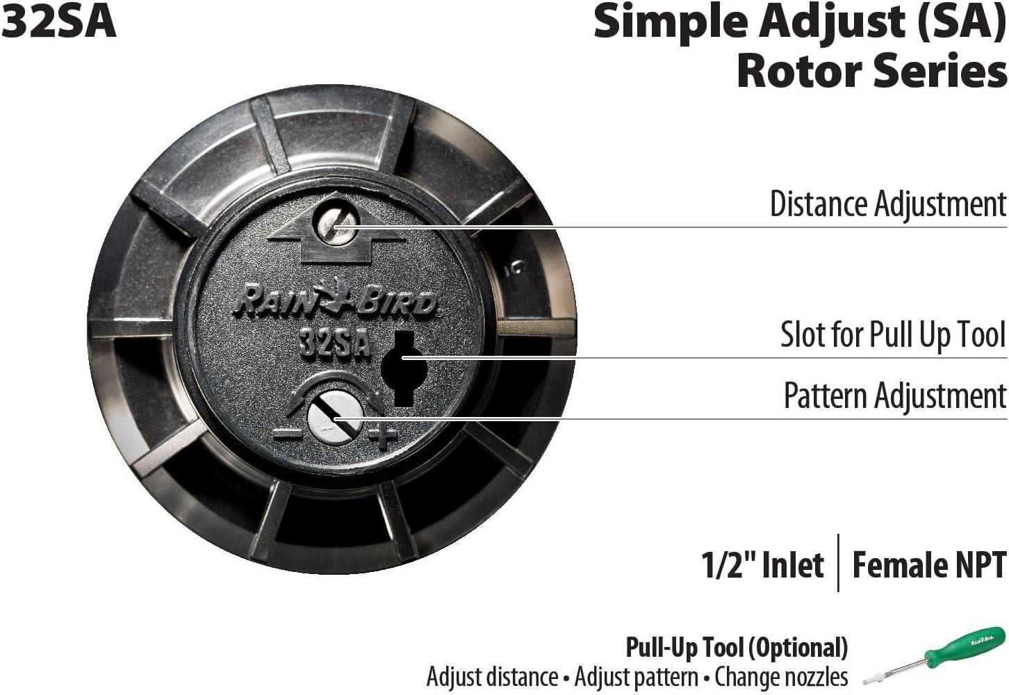 Rain Bird 32SA/4PKS Gear Drive Rotor, Full Circle, 19-32 Feet, 4-Pack
