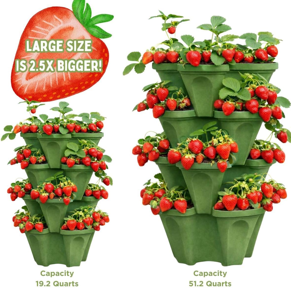 Strawberry Planter Tower, 4 Tier Stackable Vertical Planter, 16 Plant Sites, Space Saving Garden Planter, Indoor