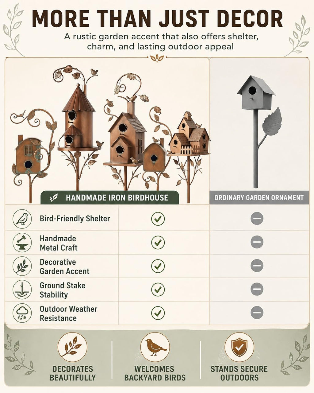Handmade Iron Birdhouse Metal Garden Stake Bird House with Pole Stand | Rustic Outdoor Decorative Nesting Box for Yard