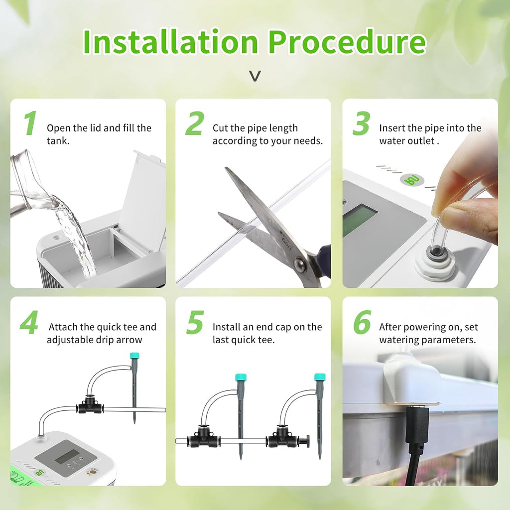 Indoor Drip Irrigation System with 2-Gallon Water Tank, Touch Night Light & Programmable Timer-Self-Watering Kit for 10