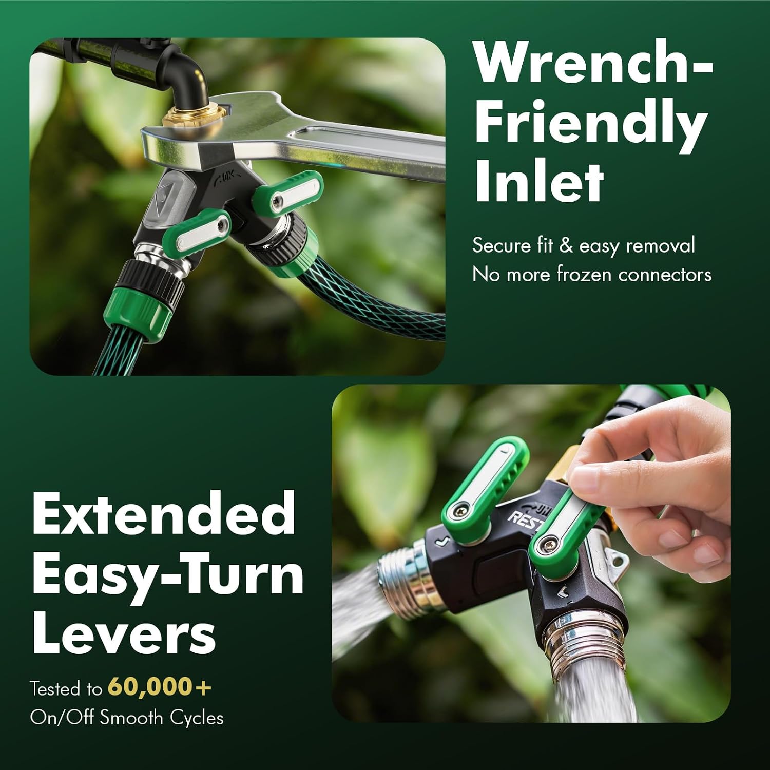 RESTMO 2 Way Garden Hose Splitter Heavy Duty Full Metal Body | Full Flow Design with Oversized Ball Valve, Y Outdoor
