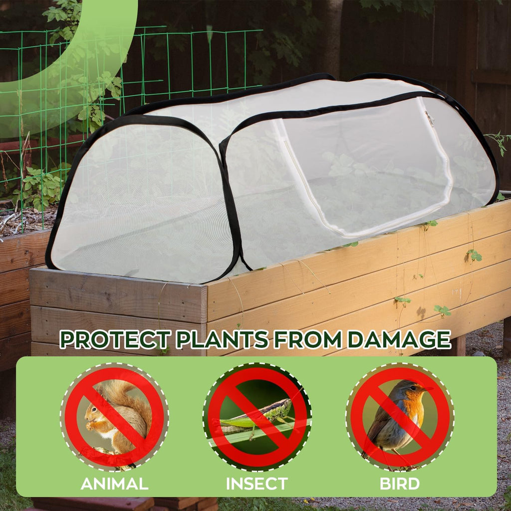 Pop Up Raised Garden Bed Cover -45''x22''x18'' Instant Plant Protection Against Bird, Pests & Squirrel，Plant Net Cover