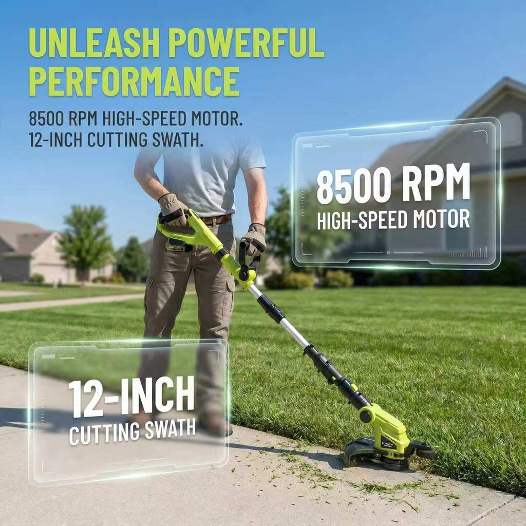KITLUCK Cordless String Trimmer & Edger, 20V Electric Lawn Mower Weed Cutter with Auto Line Feed, 12″ Grass Trimmer