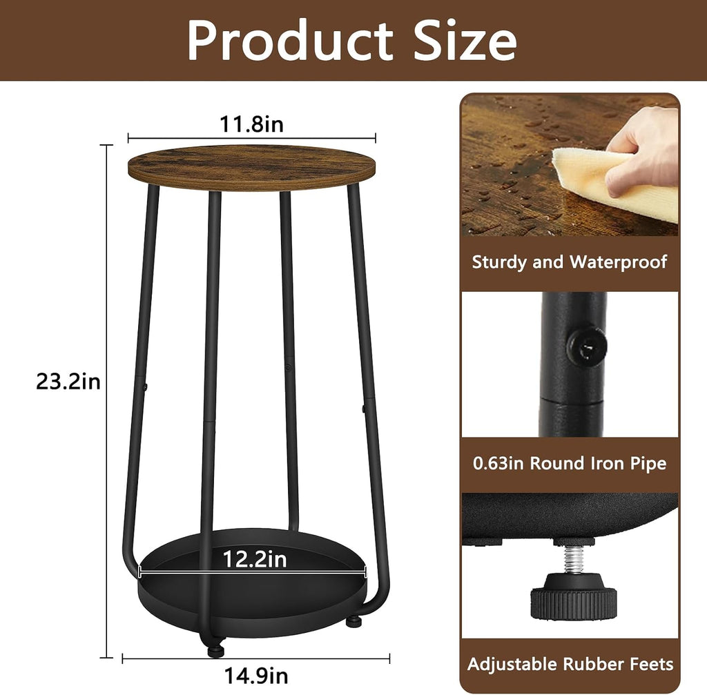 YINMIT Plant Stand Indoor Outdoor, 2 Tier Plant Stands, Flower Pot Holder | Small Plant Stand with Adjustable Feet