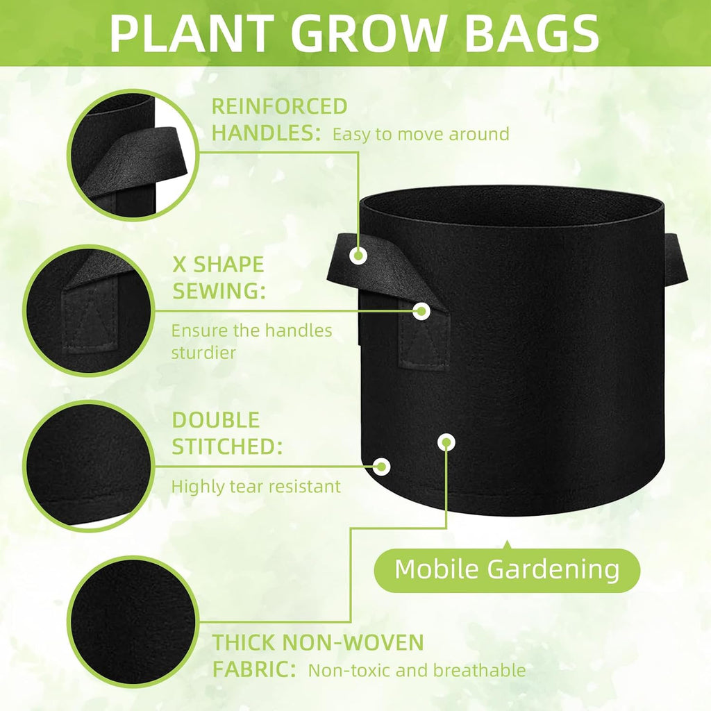 40-Pack 10 Gallon Grow Bag, Non-Woven Fabric Pots with Handles, Garden Planting Bag for Potatoes, Carrots, Tomatoes and