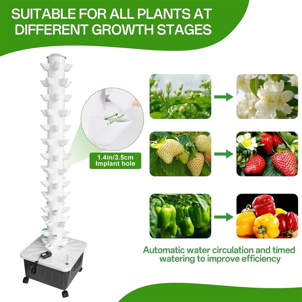 Hydroponic Tower, 14-Layer Hydroponics Growing System Kit with 70 Slots, Vertical Garden System with 20L Water Tank and