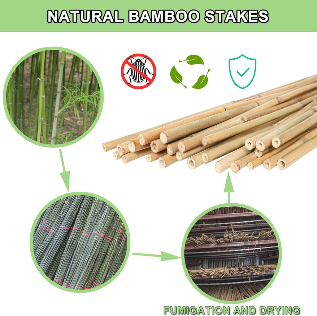 PFNRTH Bamboo Plant Stakes – 25pcs 4FT Natural Bamboo Garden Stakes | Bamboo Sticksfor Tomatoes, Peppers, Beans, Indoor