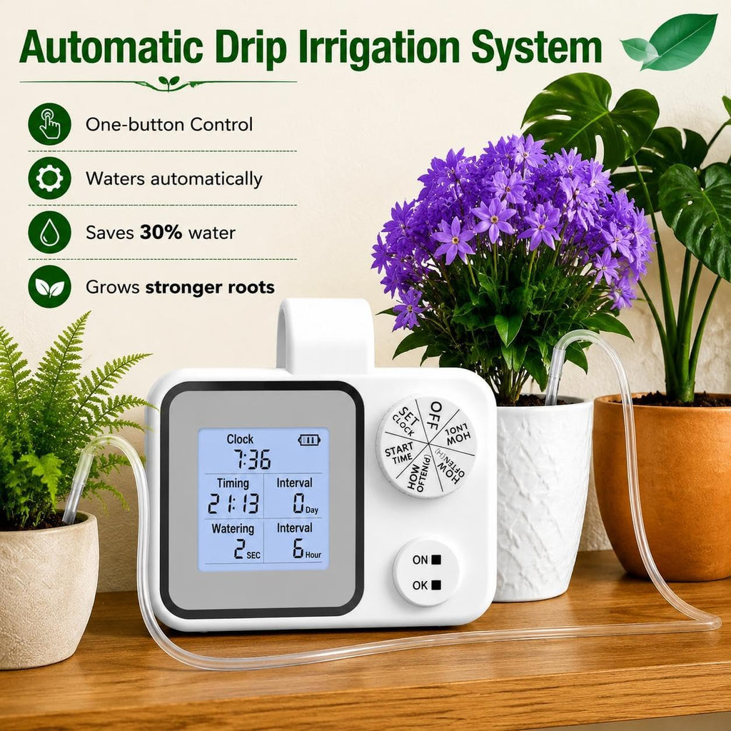 Vacation Plant Watering Devices & Indoor Irrigation Kit, Automatic Drip System with Adjustable Drippers for Indoor