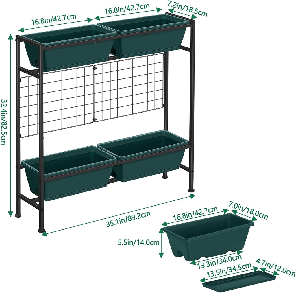 Vertical Raised Garden Beds 32.4" Tall Planter Raised Beds Boxes Patio Herb Garden Planter Outdoor with Metal Fences