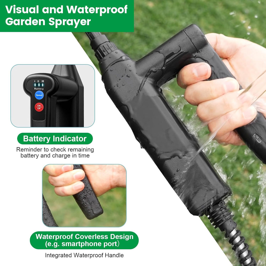 Battery Powered Sprayer 2 Gallon, 2026 Upgrade Electric Sprayer with 3 Adjustable Speed, Battery Indicator, 4 Mist