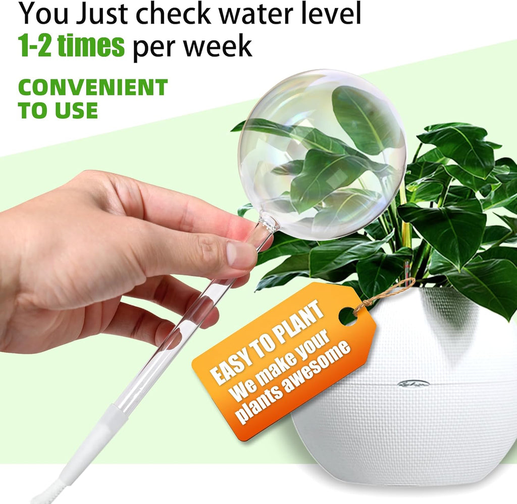 Large Self Watering Globes,Glass Automatic Plant Waterer for Vacation/Daily | Rainbow Gradient Glass Spikes,Slow
