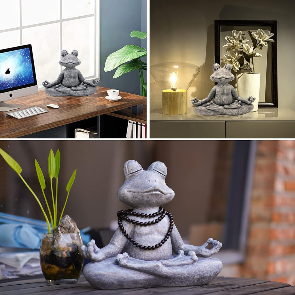Goodeco Meditating Yoga Frog Statue - 12.5" Lx10 H for Home, Garden & Gifts | Zen garden decor, gifts for women/mom