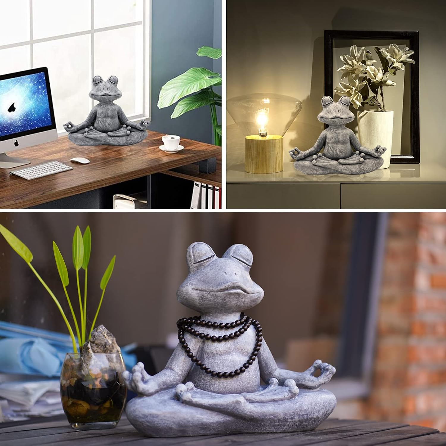 Goodeco Meditating Yoga Frog Statue - 12.5" Lx10 H for Home, Garden & Gifts | Zen garden decor, gifts for women/mom