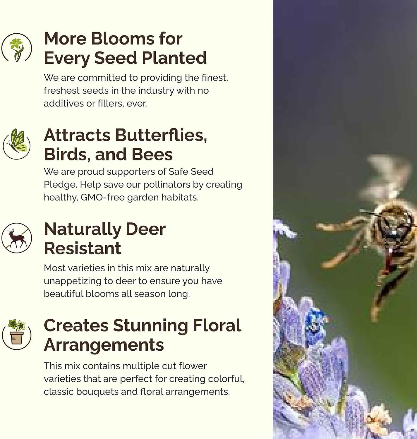 Eden Brothers Perennial Pollinator Wildflower Mixed Seeds, 1/4 lb | Mixed Seeds for Planting, 120,000+ Seeds with Blue