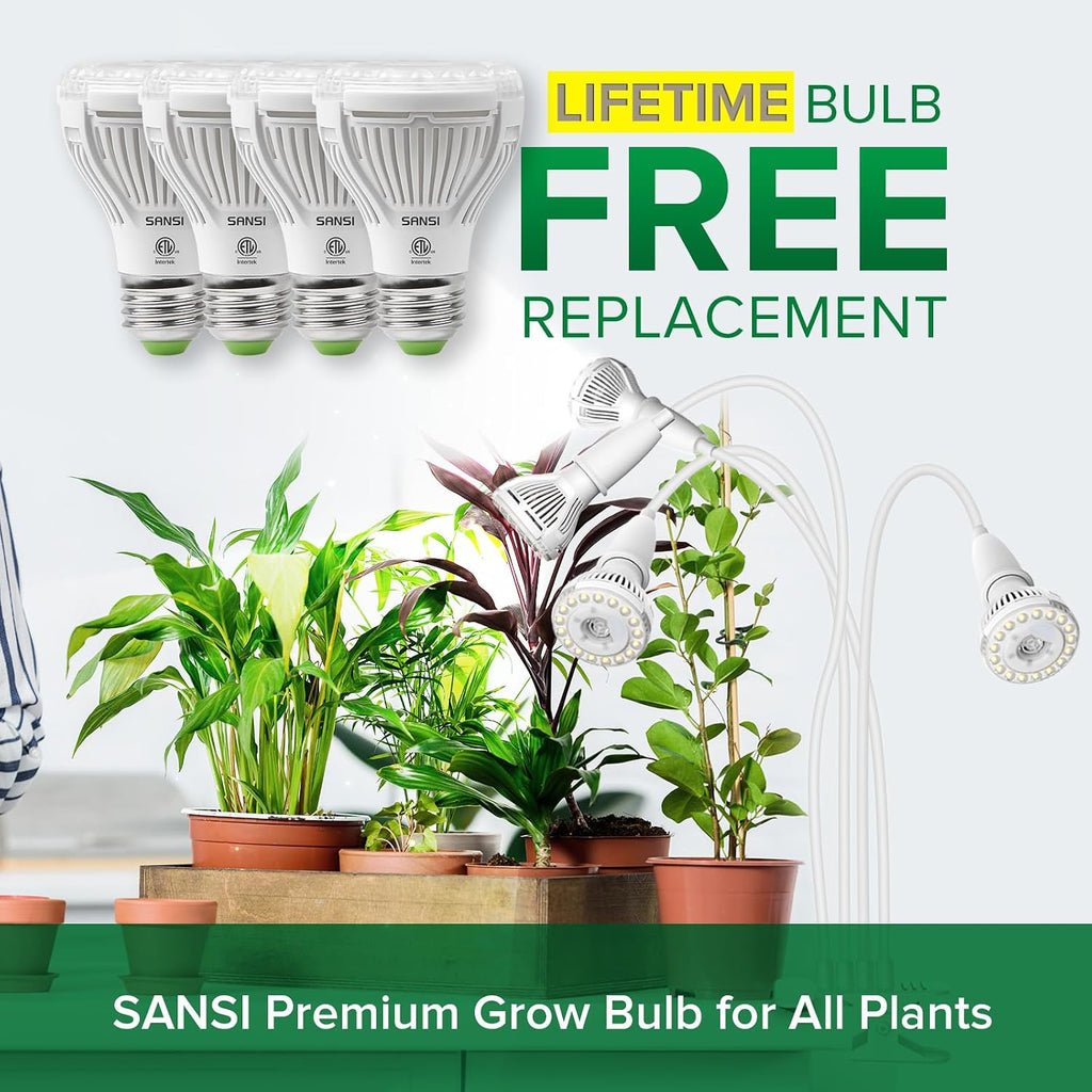 SANSI Grow Lights for Indoor Plants, 40W Clip-On Gooseneck LED Plant Lights | Lifetime Free Bulb Replacement, Plant