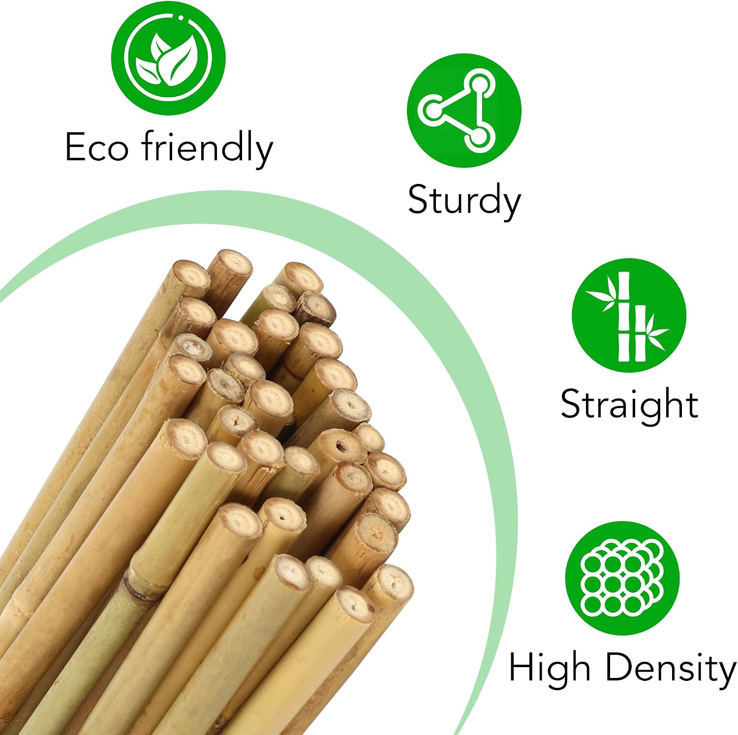 SWANGSA 55 Pack Bamboo Stakes for Plant 5 Feet(57.5inch) Bamboo Sticks for Garden Plant Support Stakes Poles for
