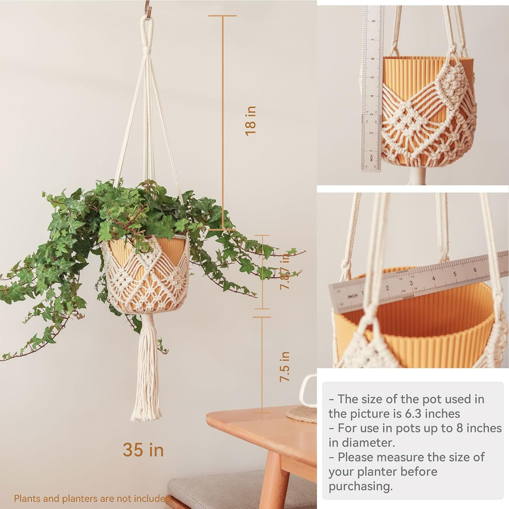 Hanging Planter with Patterns,4Packs Macrame Plant Hangers Indoor Macrame for up to 8 inch Pot Crochet Boho Plant