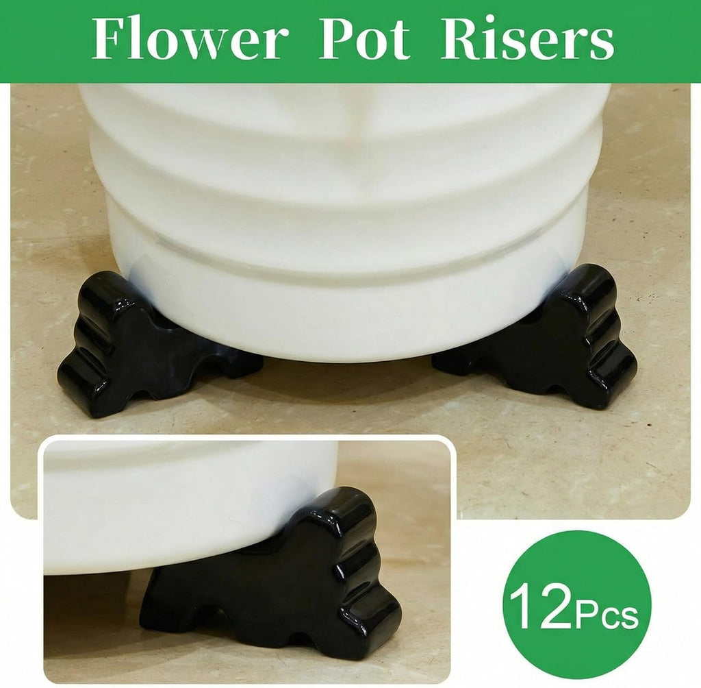 Kigeli 12 Pcs Resin Pot Feet for Outdoor Planters 3 Inch Long 1.5 Inch Tall Flower Handmade Elevator Plant Feet Frost