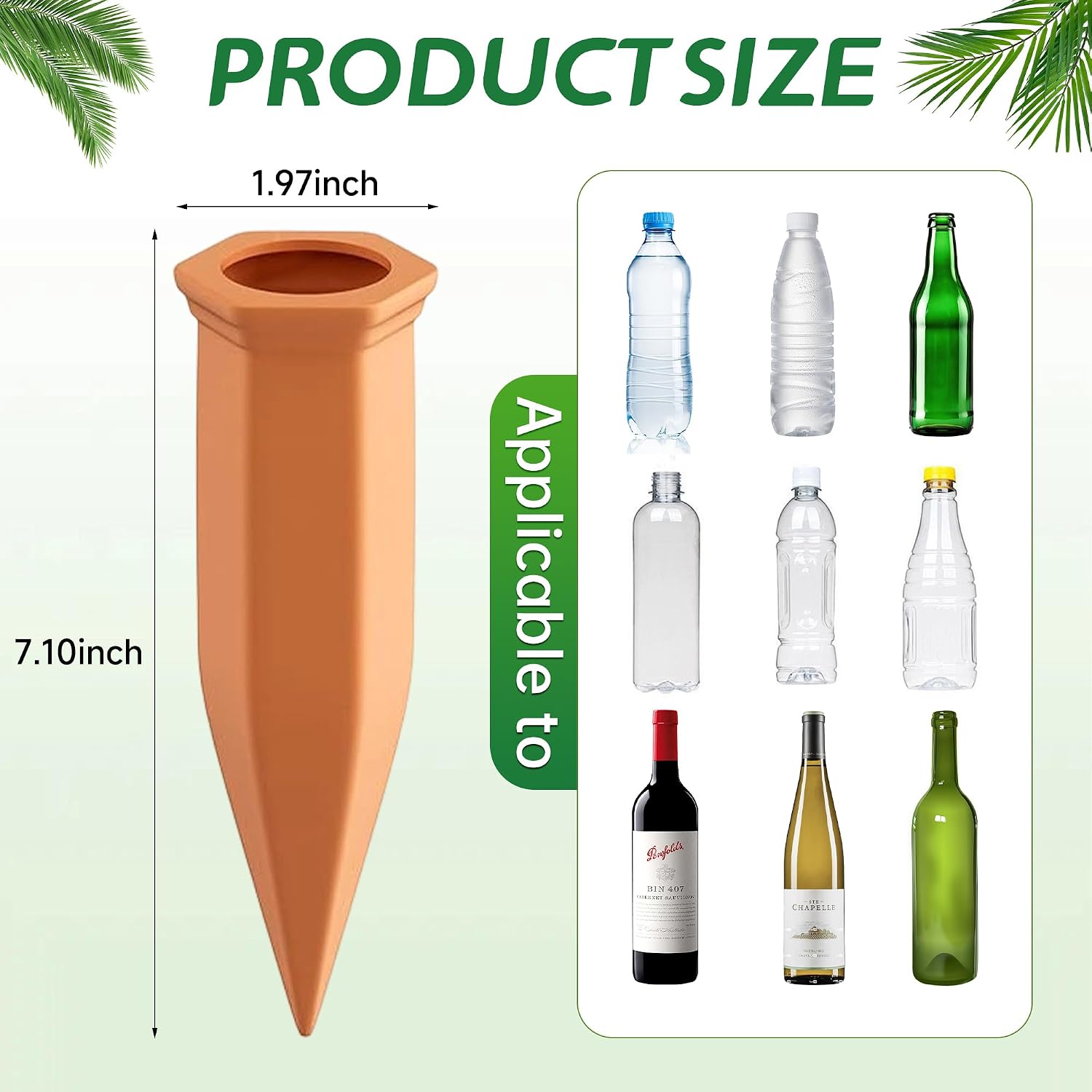 Large Clay Watering Spikes with Lids, Olla Spikes | 6 Pack Self-Watering Stakes for Indoor & Outdoor Planters