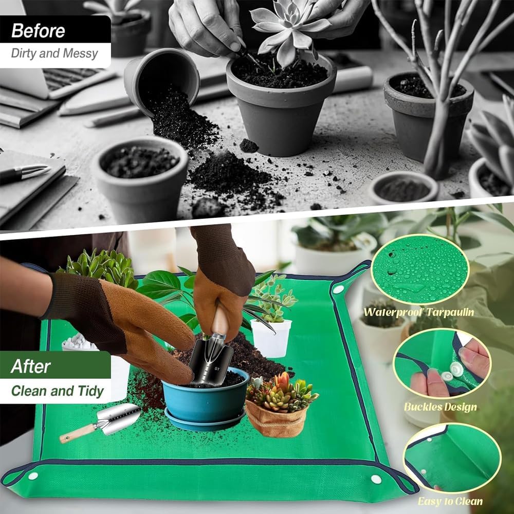 Gardening Hand Tools,14 Pieces Stainless Steel Heavy-Duty Gardening Hand Tools with Delicate Storage Bag, Aprons and