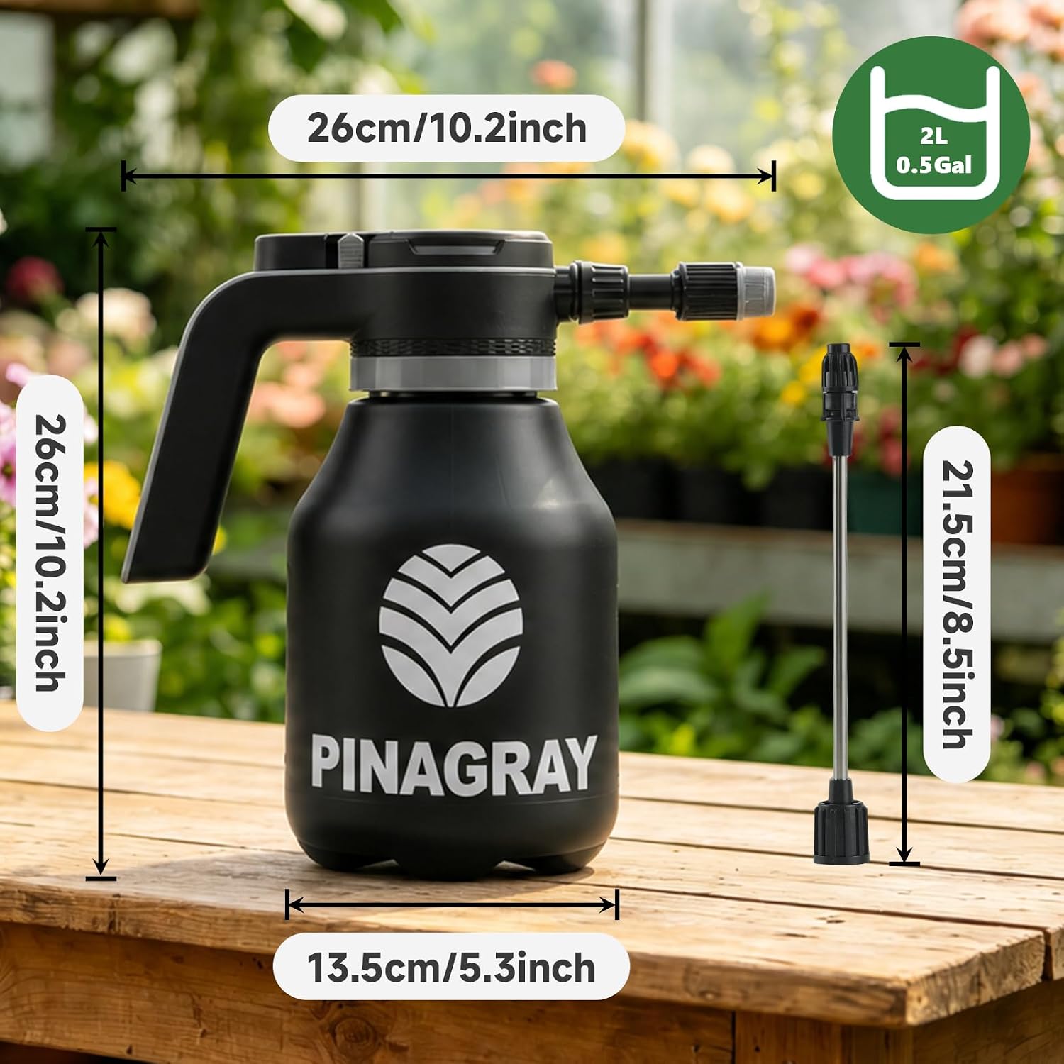 2L/0.5Gallon Upgraded Electric Water Sprayer with Thicker Body | precision nozzle + extension wand, 1hr runtime