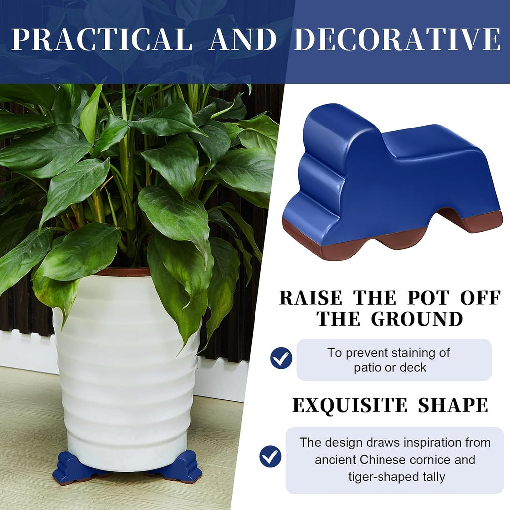Kigeli 12 Pcs Resin Pot Feet for Outdoor Planters 3 Inch Long 1.5 Inch Tall Flower Handmade Elevator Plant Feet Frost