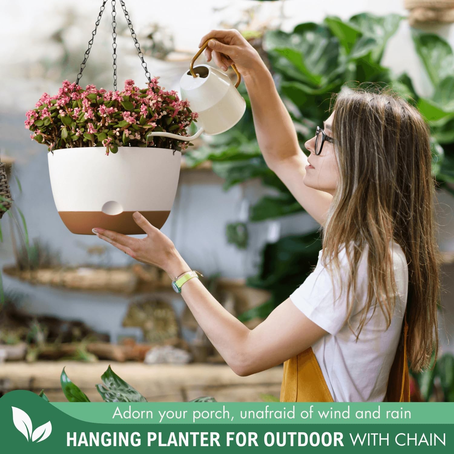 10 Inch Hanging Planters for Indoor Plants,Set of 2 Hanging Pots for Plants with Self-Watering, Outdoor Hanging Plant