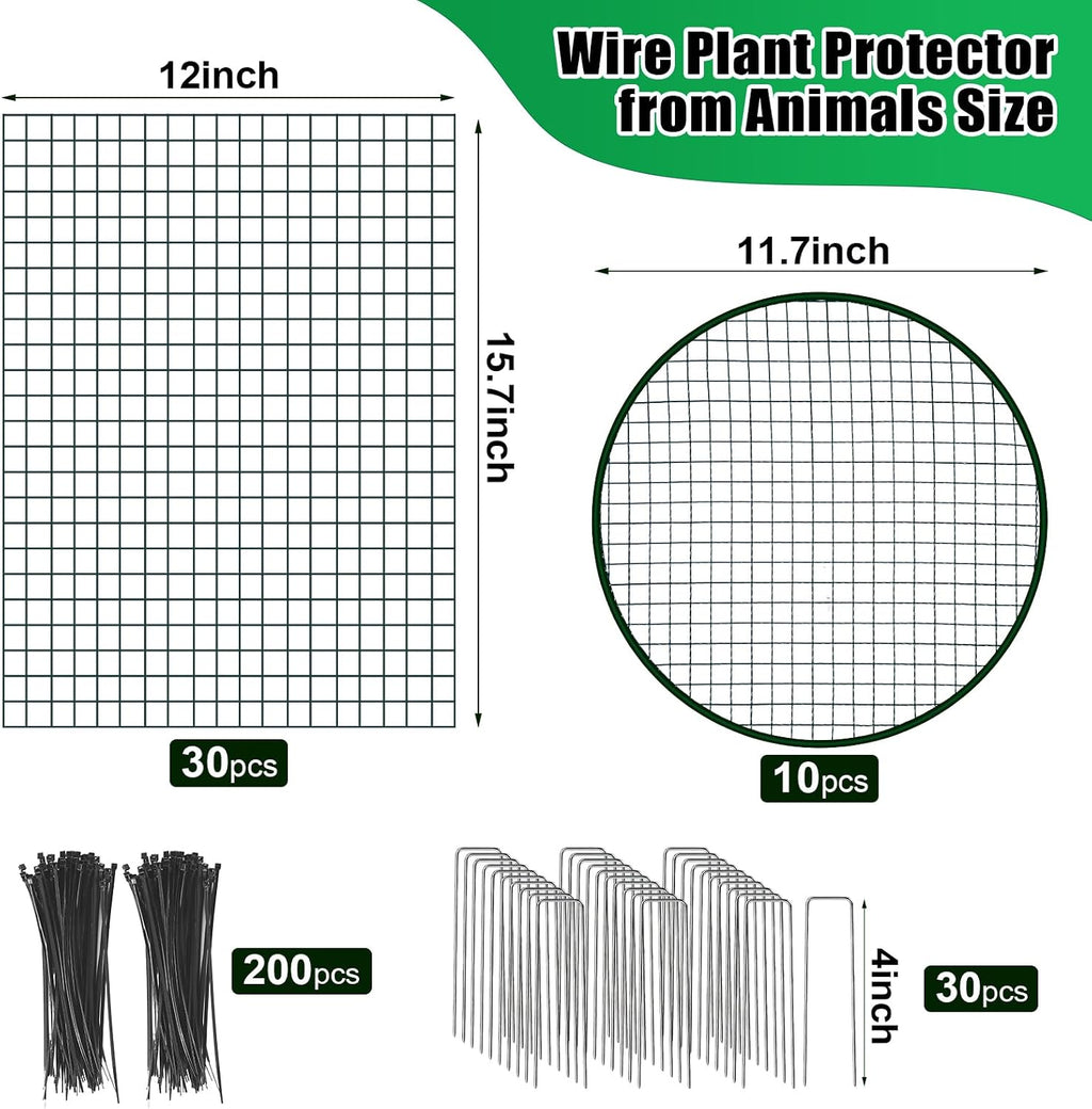 10 Pack Wire Plant Protector with Cover, 16"x12" | Detachable Metal Plant Protectors Mesh, Garden Plant Protectors for