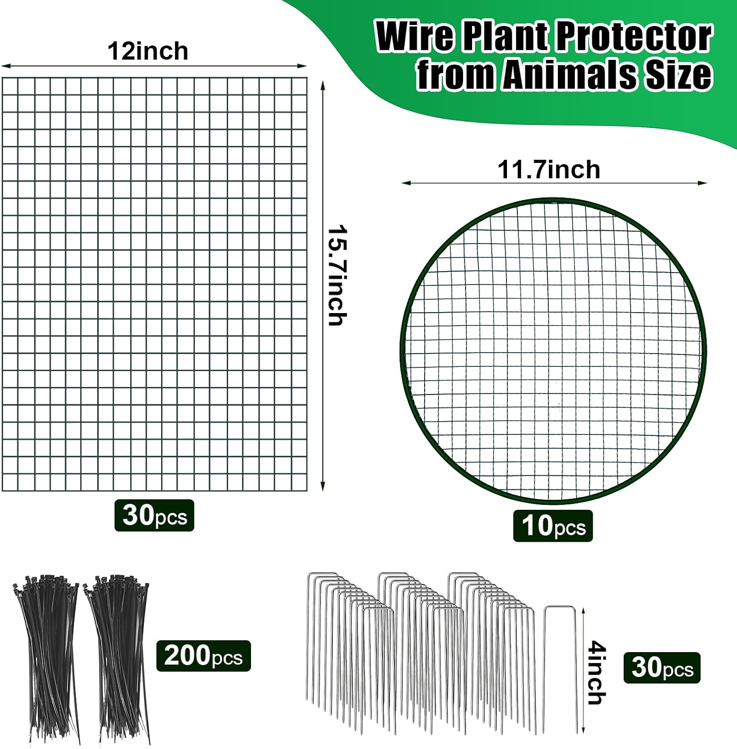 10 Pack Wire Plant Protector with Cover, 16"x12" | Detachable Metal Plant Protectors Mesh, Garden Plant Protectors for