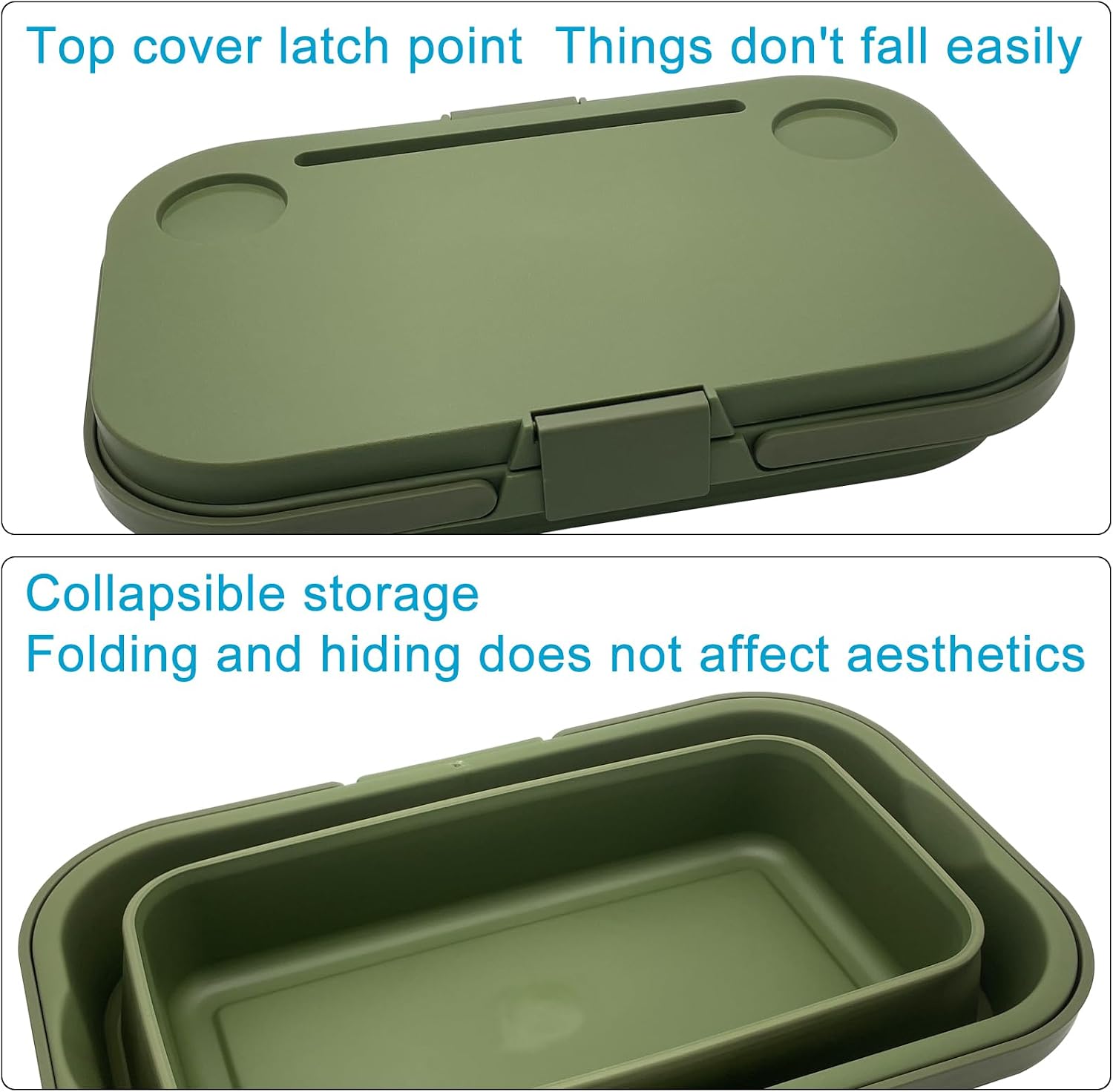 Foldable Picnic Basket Car Trunk Organiser Green | Large Capacity Camping Folding Basket with Table Can be used as Ice