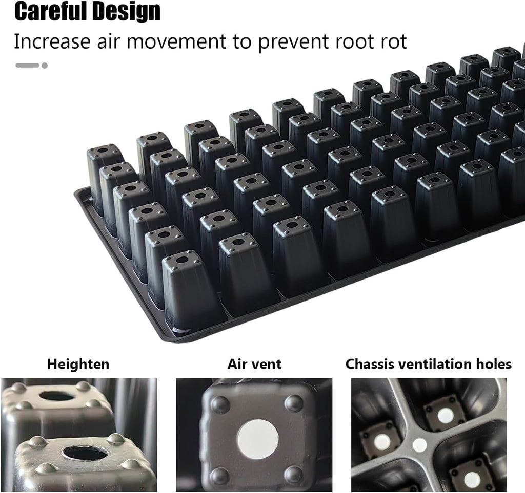 RooTrimmer Deep 72 Cell Seedling Trays, Thick Durable 72 Cell Plug Tray Big Cell Seed Trays for 1020 Flat Trays