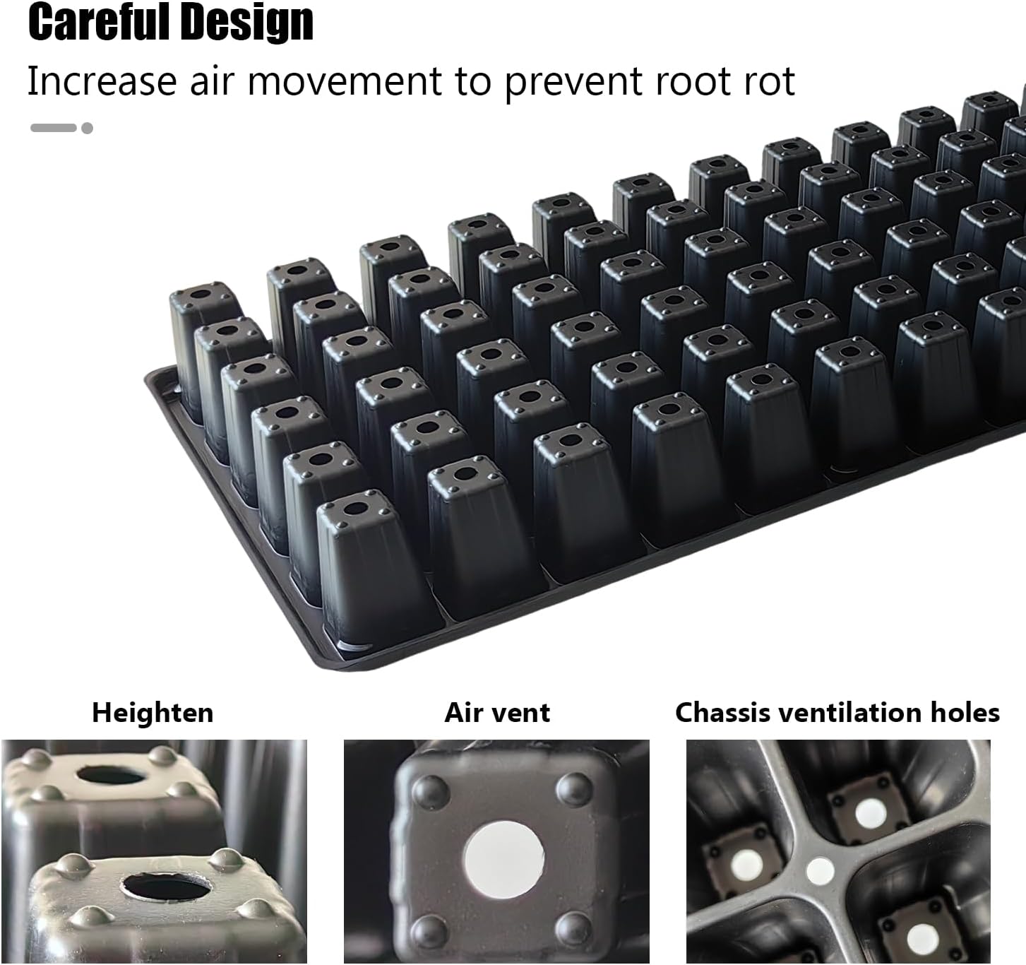 RooTrimmer Deep 72 Cell Seedling Trays, Thick Durable 72 Cell Plug Tray Big Cell Seed Trays for 1020 Flat Trays