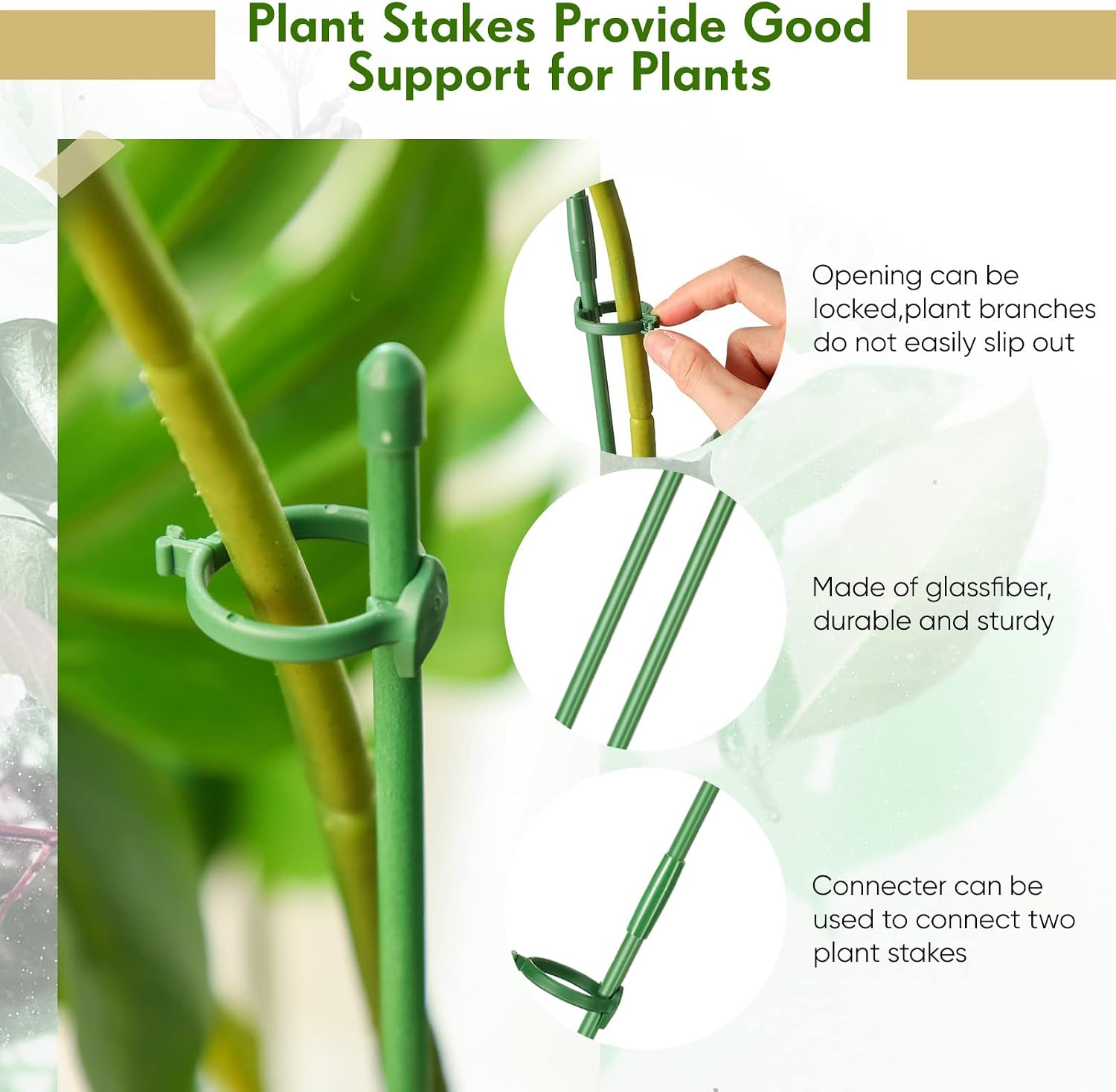 meekoo 120 Pcs 12 Inch Adjustable Plant Support Stakes for Indoor Outdoor Garden Orchid Stick Single Stem Plant Cage