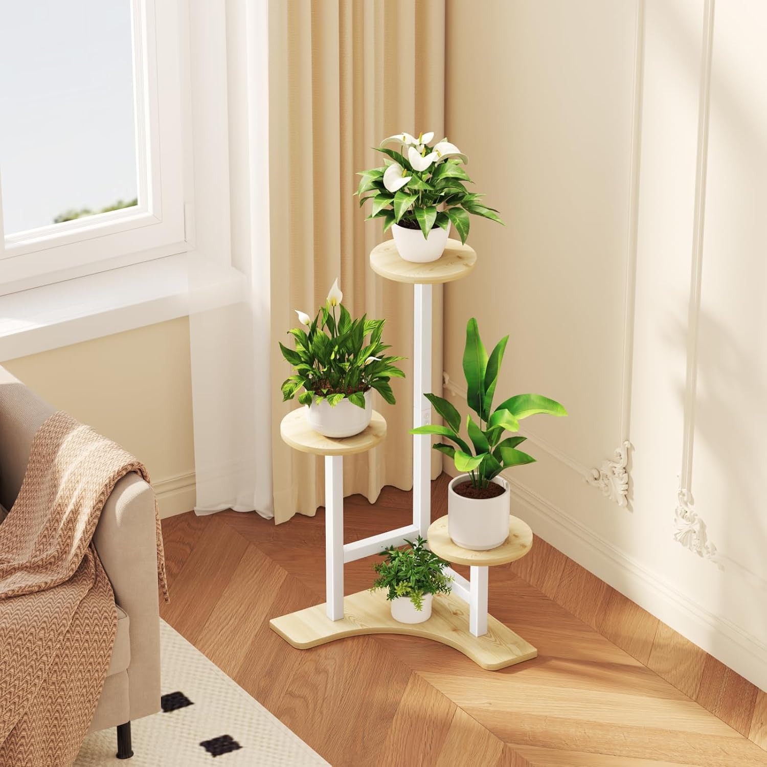 Plant Stand Indoor, 3 Tier Corner Plant Stand for Multiple Plants, Metal Corner Shelf Flower Rack Organizer for Living