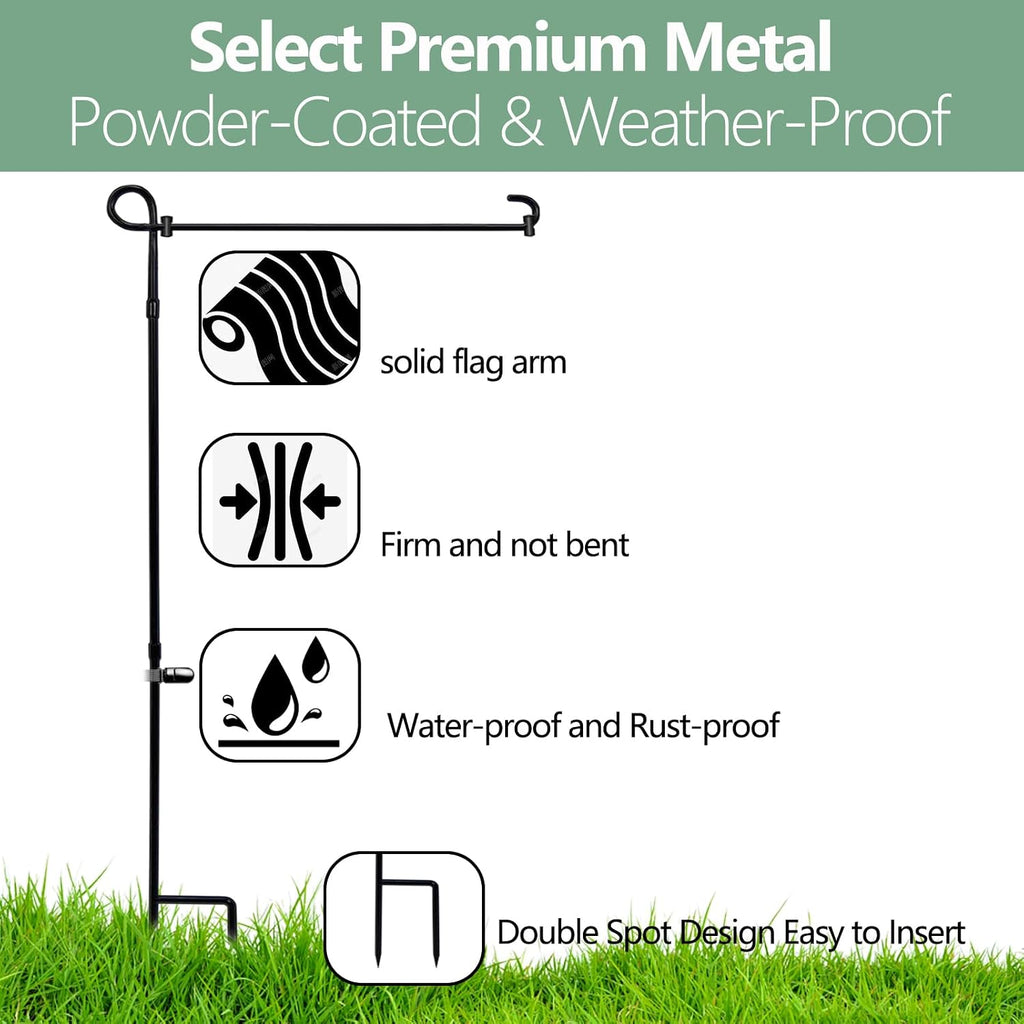 3 Pack Garden Flag Stand Holder Pole, Proof Metal Paint Yard Flag Stand | Premium Powder-Coated Weather- with Tiger