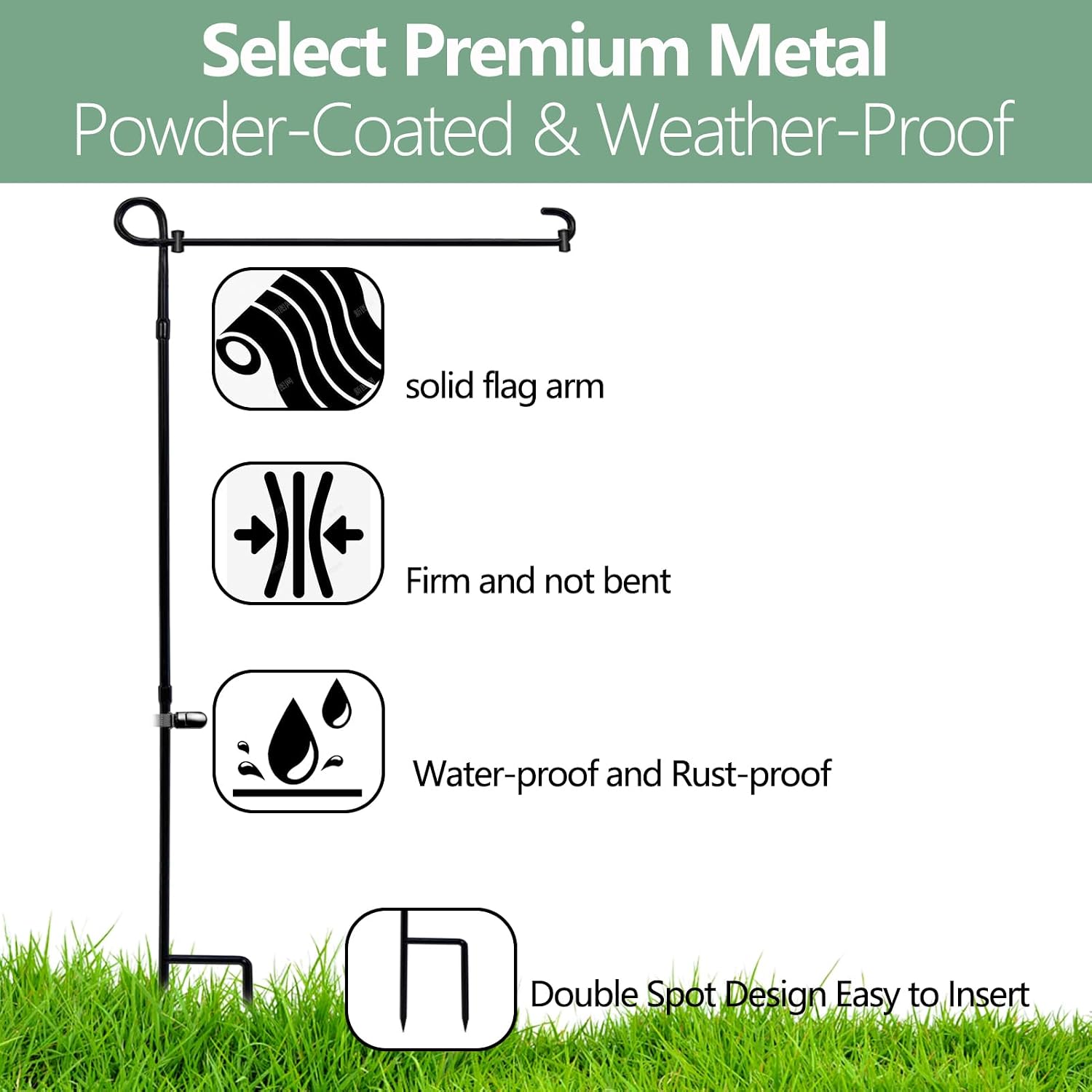 3 Pack Garden Flag Stand Holder Pole, Proof Metal Paint Yard Flag Stand | Premium Powder-Coated Weather- with Tiger