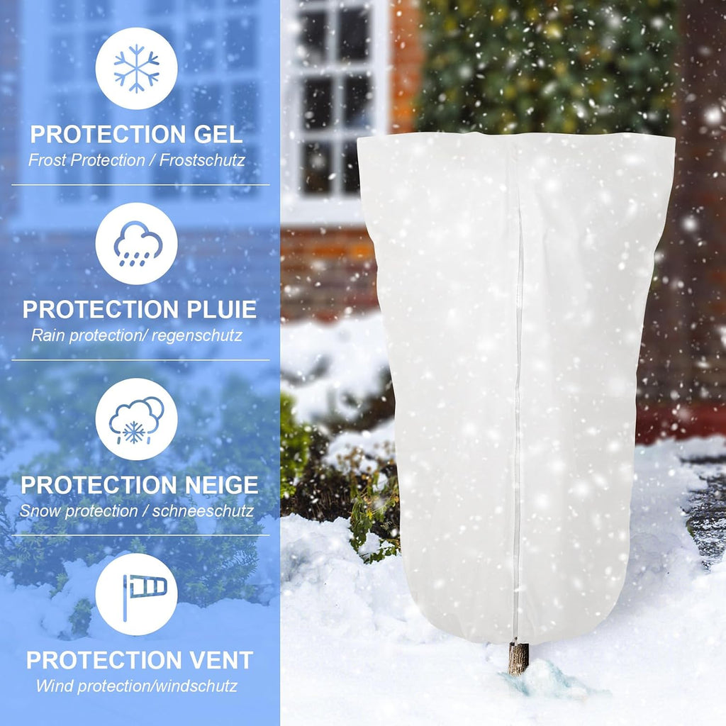 2 Pcs Winter Plant Covers Freeze Protection, Frost Cloth Blankets, 3 oz/yd² Frost Covers with Zipper Drawstring, Frost