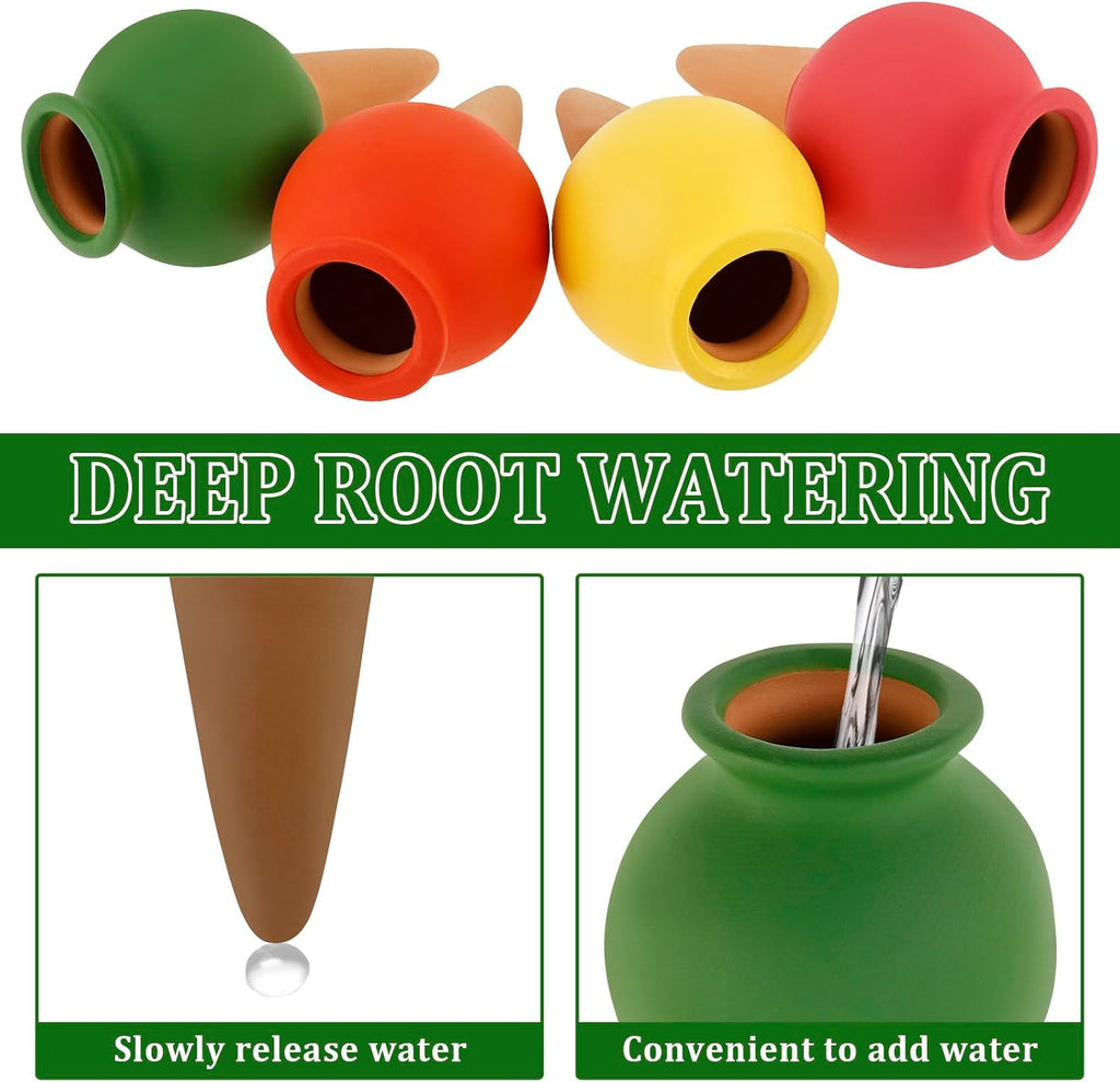8PCS Terracotta Watering Spikes, Self Watering Planter Insert Irrigation Dripper, Automatic Watering Devices, Watering