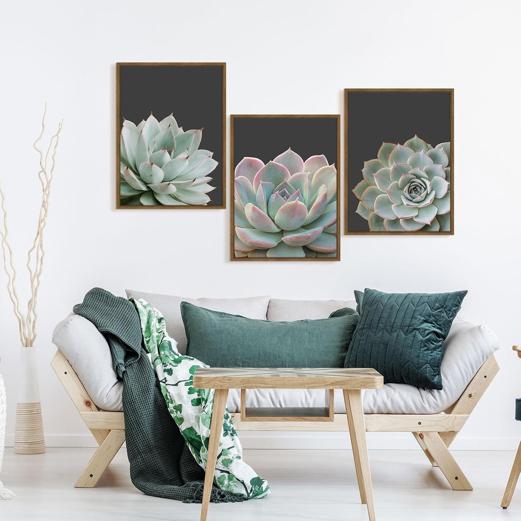 Zessonic Succulent Wall Art,Nature Plant Echeveria Wall Decor,12"x16"x3 | Nature Plant Echeveria Cactus Wall