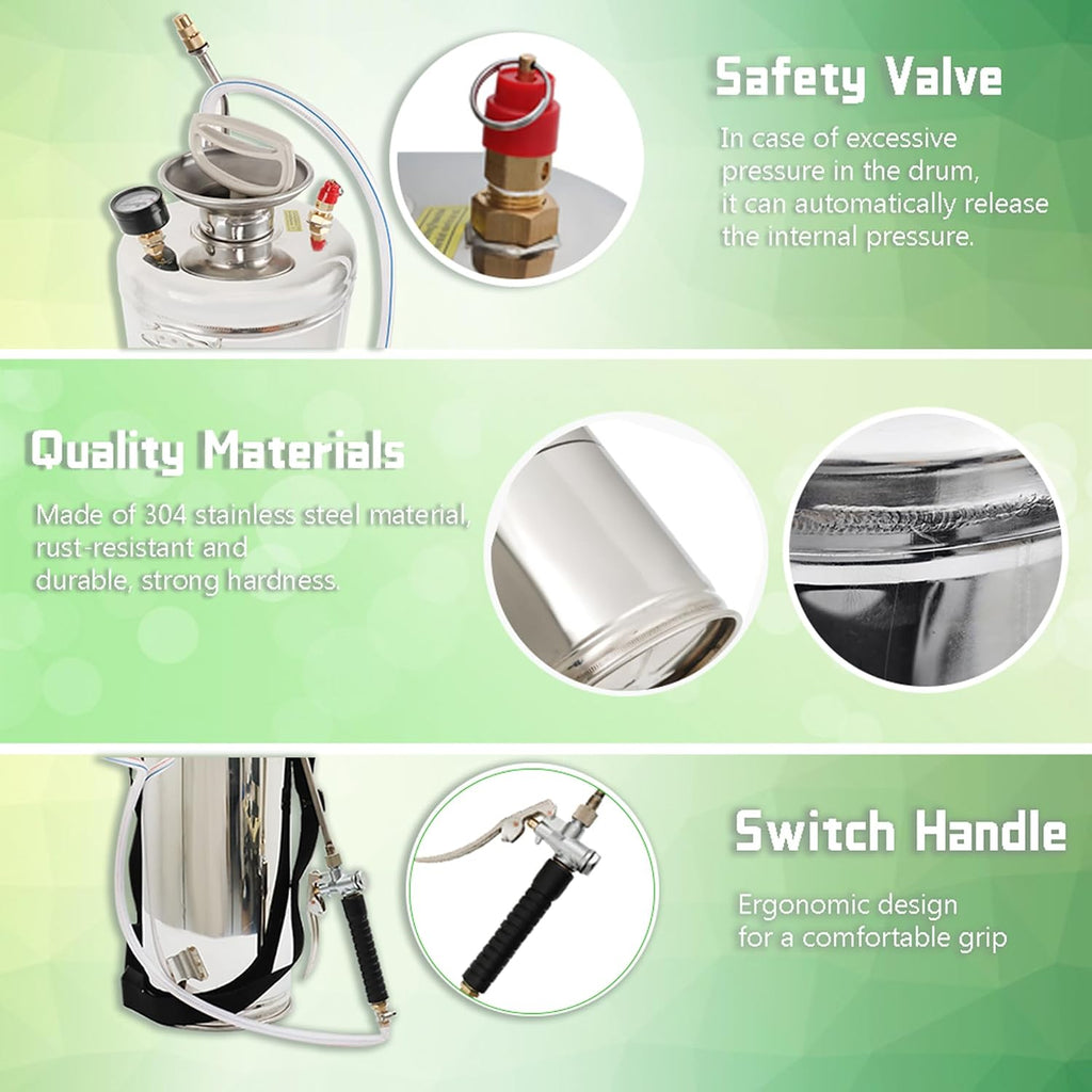 Heavy Duty Stainless Steel Sprayer, 3 Gallon Pump Sprayer, 12L Stainless Hand Pump Sprayer for Lawn, Garden Watering