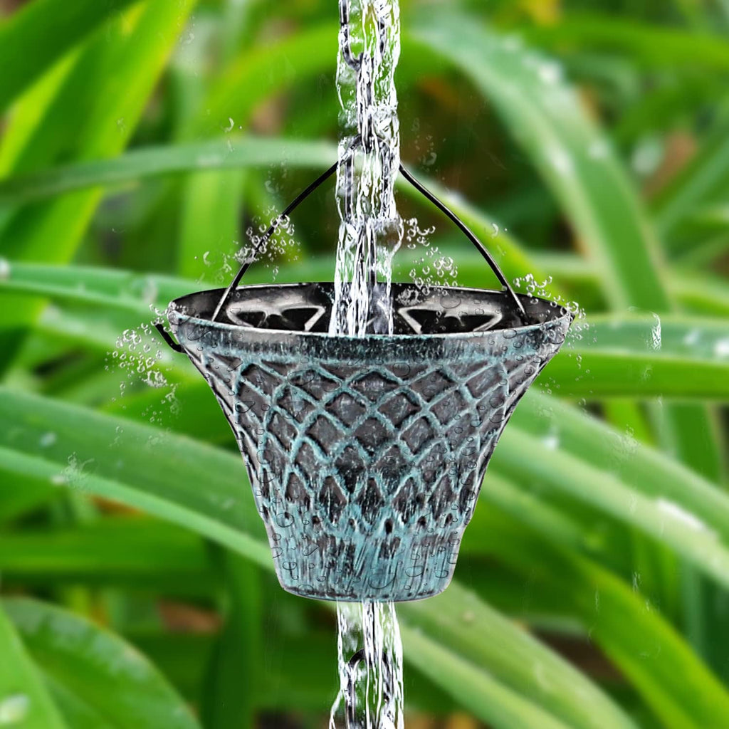 Tfro & Cile Rain Chain Gutter Downspout Catcher Outside Water Diverter Decorative Garden Rain Cups Chime Home Decor - 8
