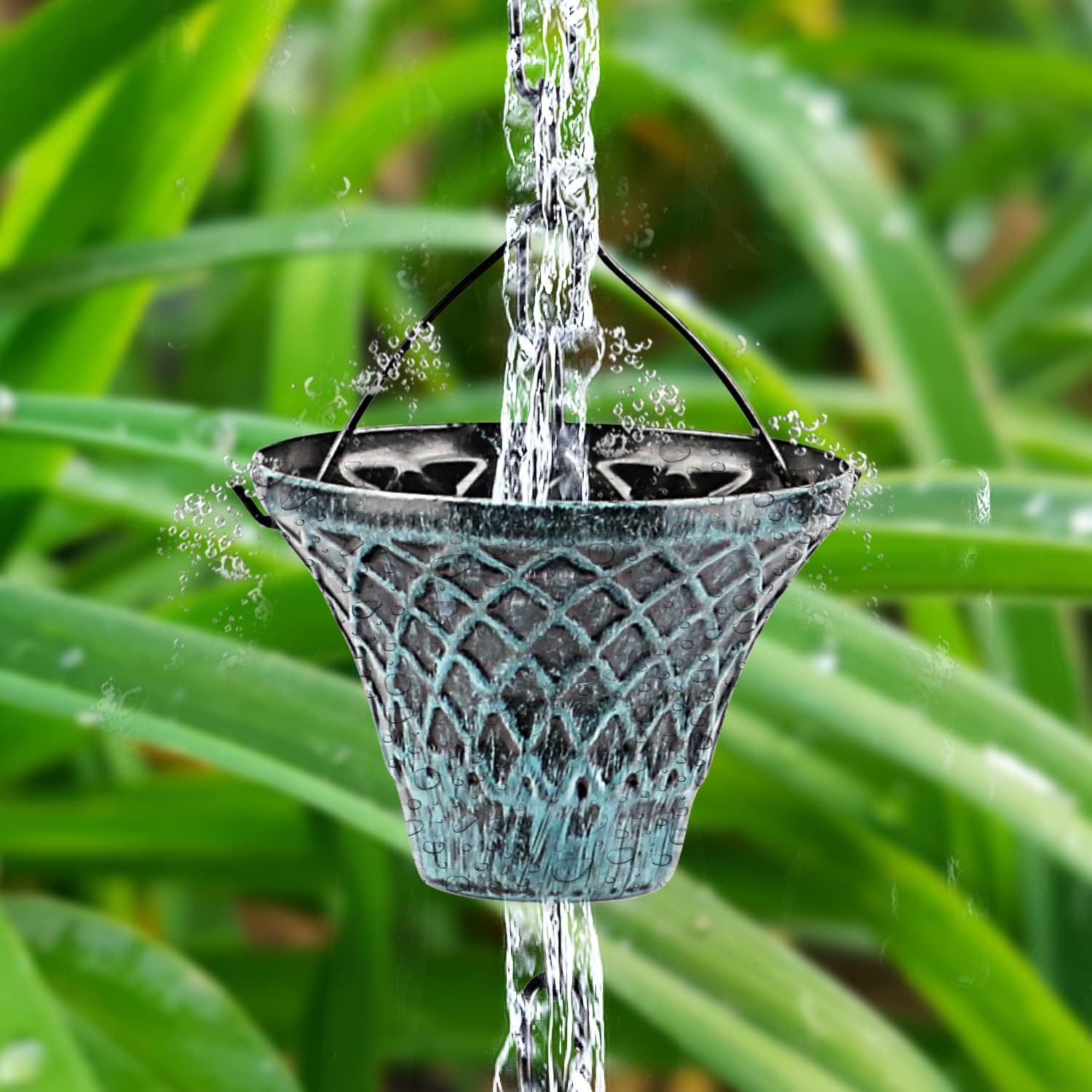 Tfro & Cile Rain Chain Gutter Downspout Catcher Outside Water Diverter Decorative Garden Rain Cups Chime Home Decor - 8
