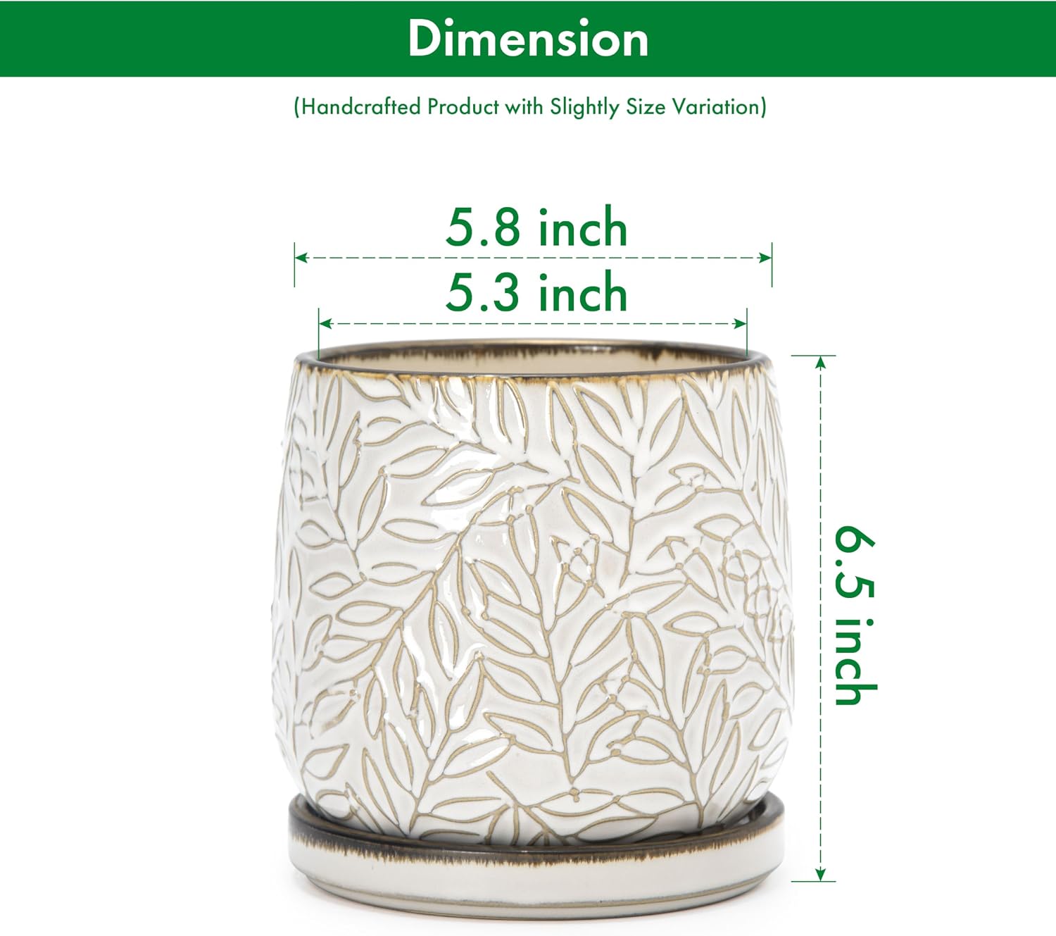 D'vine Dev 2-Pack Embossed Leaves Planter, 6 in, Smoked White, 27-F-X-1 | Nature-Inspired Leaf Pattern, Handcrafted