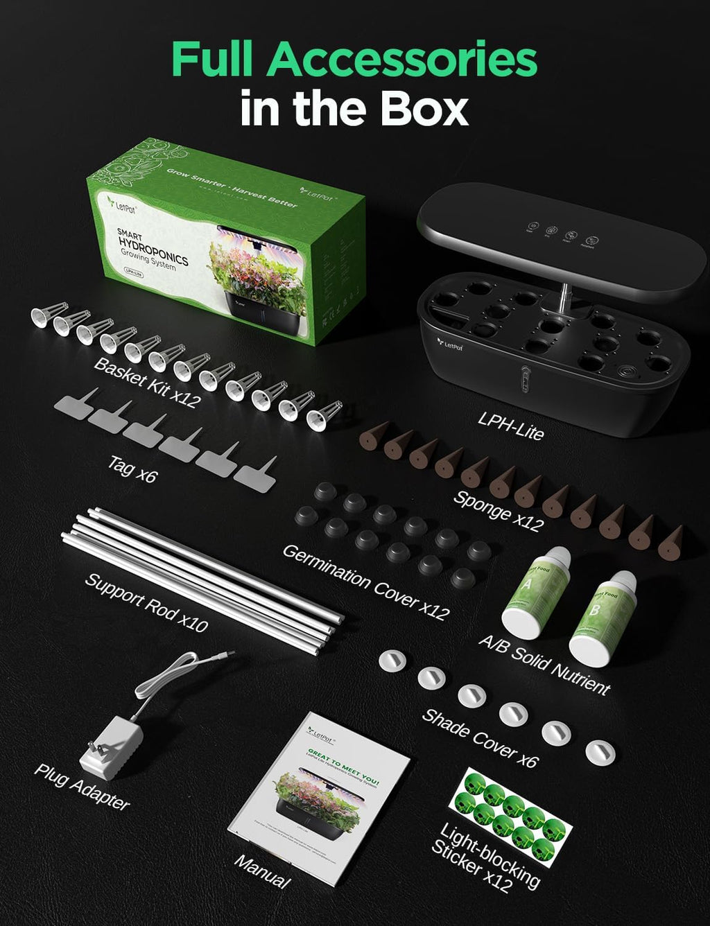 LETPOT LPH-Lite Hydroponics Growing System, 12 Pods Smart Herb Garden Kit Indoor, Indoor Garden, APP & WiFi Controlled