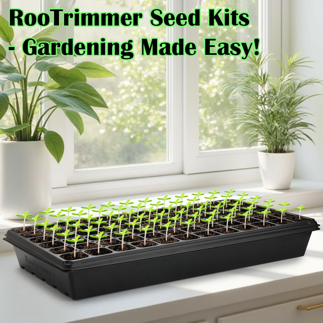 RooTrimmer 10 Pack 1020 Trays No Holes and 10 Pack 72 Cell Seed Starter Tray, 20" x 10" - Heavy Duty Reusable Plastic