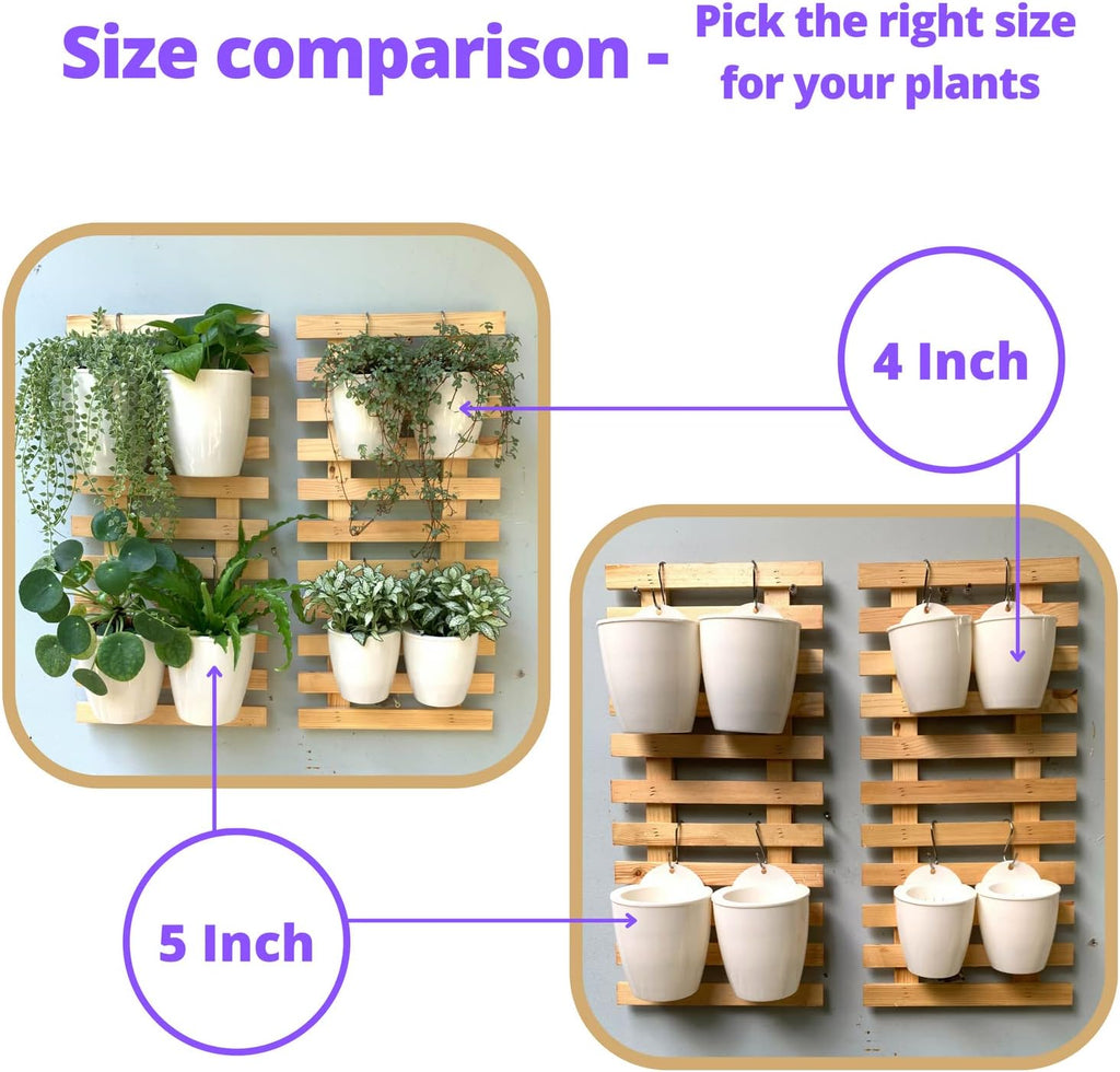 LaLaGreen Wall Planter for Indoor Plants (5in, 10 Pack) White Self-Watering | Wall Mounted Living Hanging Eco Wall