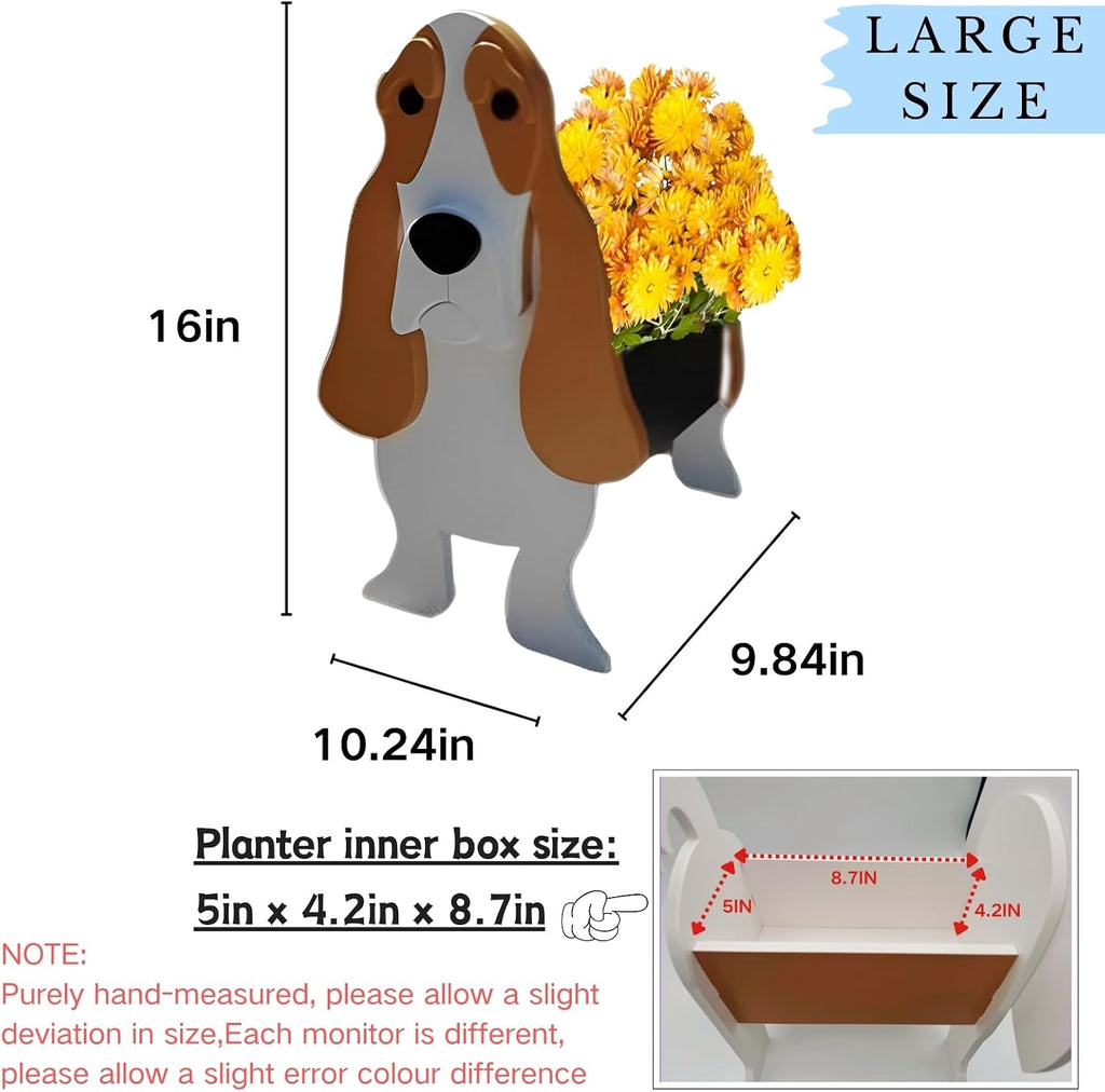 Basset Hound Dog Planter Pots, Animal Shaped Flower Pot | Large Cute Plant Gift for Women and Pet Lovers, Indoor